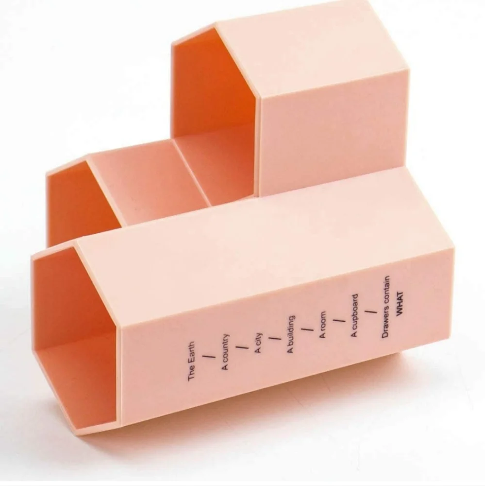 Weiai Makeup Brush Holder Organizer, 3 Slots Peach Pink Cosmetic Brushes Storage